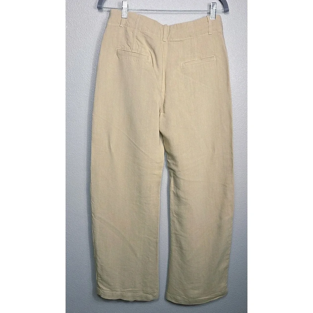 Zara Linen‎ Blend Wide Leg Pants Muted Yellow Neutral High Rise Size S